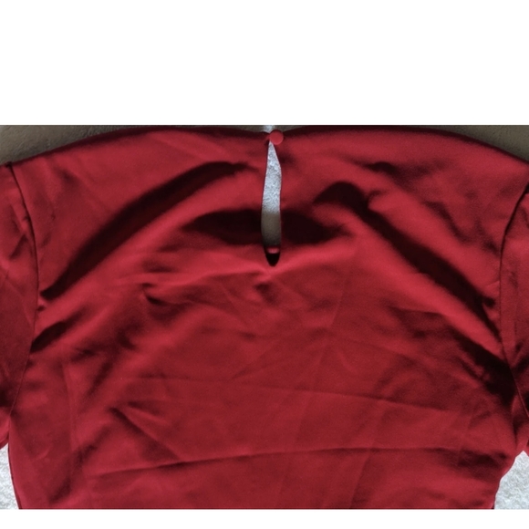 LULU'S Charm In Arm Bright Red Flutter Sleeve & Hem Sheath Dress Button Close XS - Picture 11 of 12